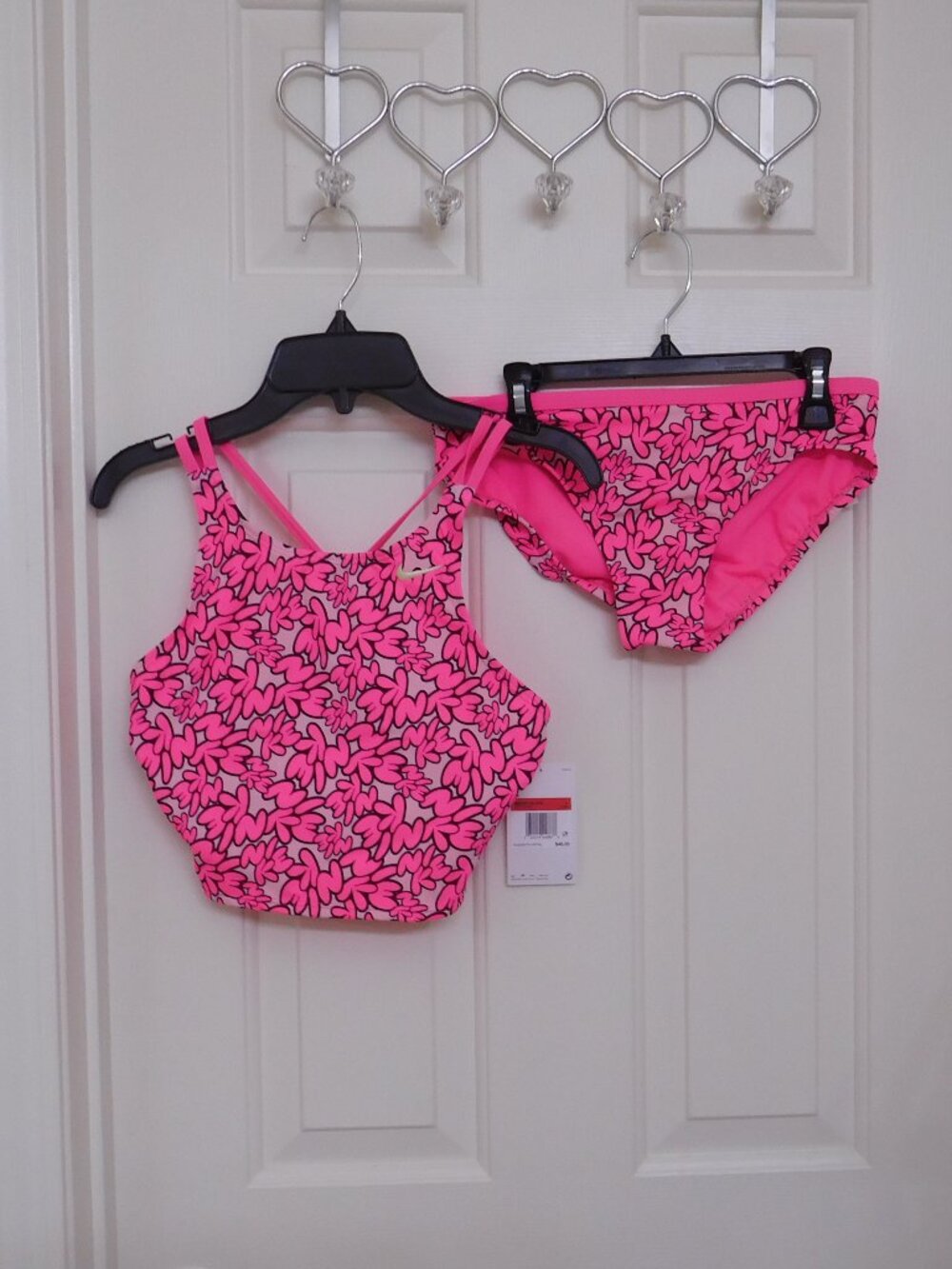 NWT 2pc Nike Hyper Pink Logo Midkini Swimsuit sz Medium
